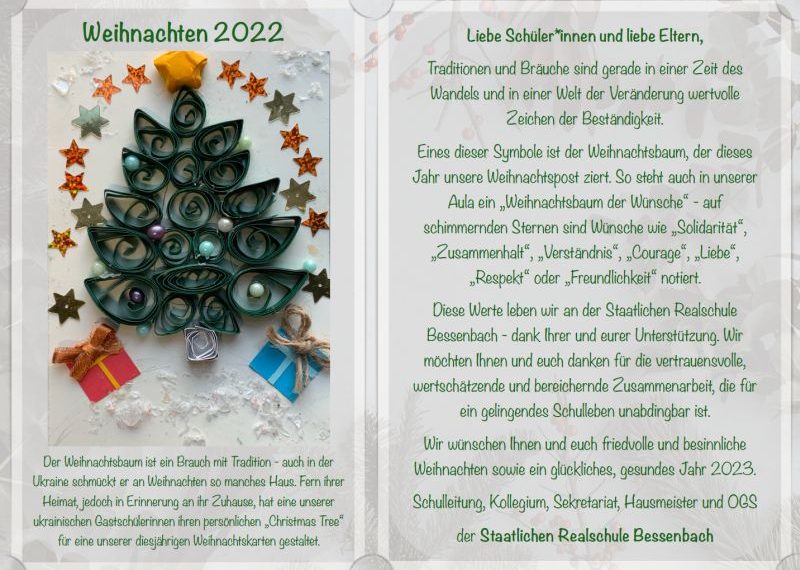 Weihnachtskarte der RSB 2022